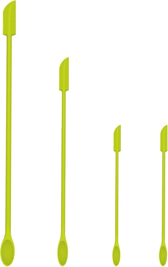 Mini Spatula Silicone Spatula Set - 4pcs Small Makeup Scrapers for Cosmetics, Reusable Beauty Tiny Tools, Thin Jar Scraper, Get the Last of the Makeup Out of the Bottle(Green)