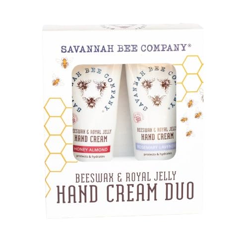 Savannah Bee Company Luxe Hand Cream Set - Rich Natural Honey Almond - Soothing Rosemary Lavender - Vitamin-Rich Dual Scent