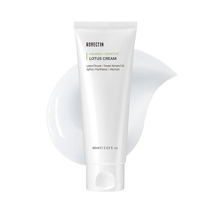 ROVECTIN Calming Lotus Water Cream - Lightweight Moisturizer Face Cream for Oily, Combination Skin | 75% Lotus Water Extract For Skin Purifying, Anti-Aging | Vegan Korean Skincare (2.03 fl oz, 60ml)