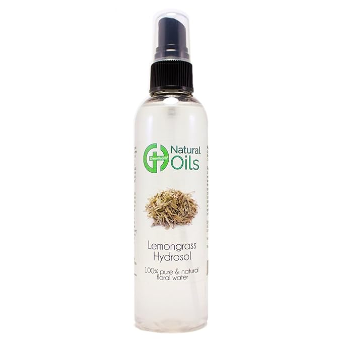 Lemongrass Hydrosol - 4 fl oz Plastic Bottle w/Black Spray Cap - 100% pure, distilled from natural tree resin