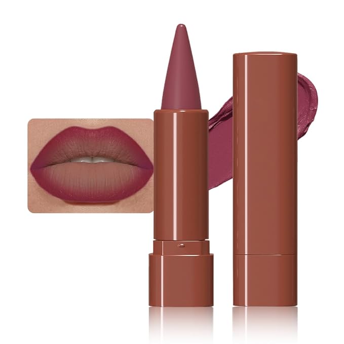 BINGBRUSH 2-in-1 Gradient Lip Liner & Lipstick Combo,Matte Longwear Waterproof Lip Pencil with Cone Tip,Smudge Proof Crayon for Flawless Ombre Contour,Women's Long Lasting Makeup Set (09#-Mauve)