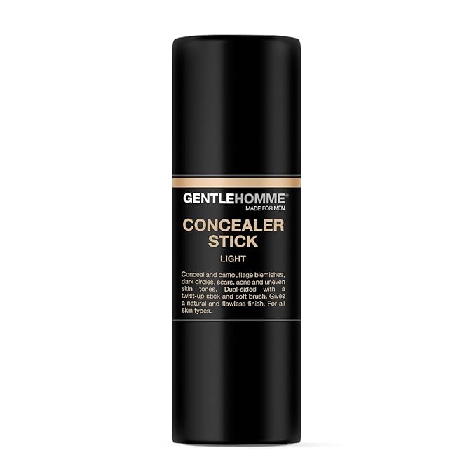 Gentlehomme Men's Concealer Stick with Brush for Dark Circles Eraser, 4 Shades, Light