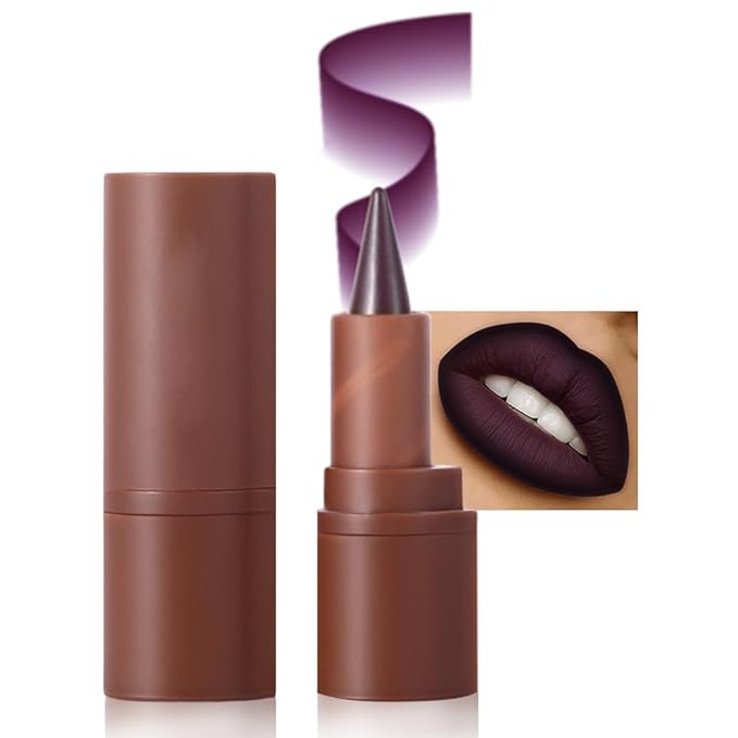 AMY'S DIARY Mocha Matte Crayon Lipstick Lip Makeup, Precision Tip Matte Lip Crayon, Longwear Up To 24Hrs, Lead The Way,Smudge Waterproof for Women Smudge Waterproof for Women (2# Purple, 1 pc)