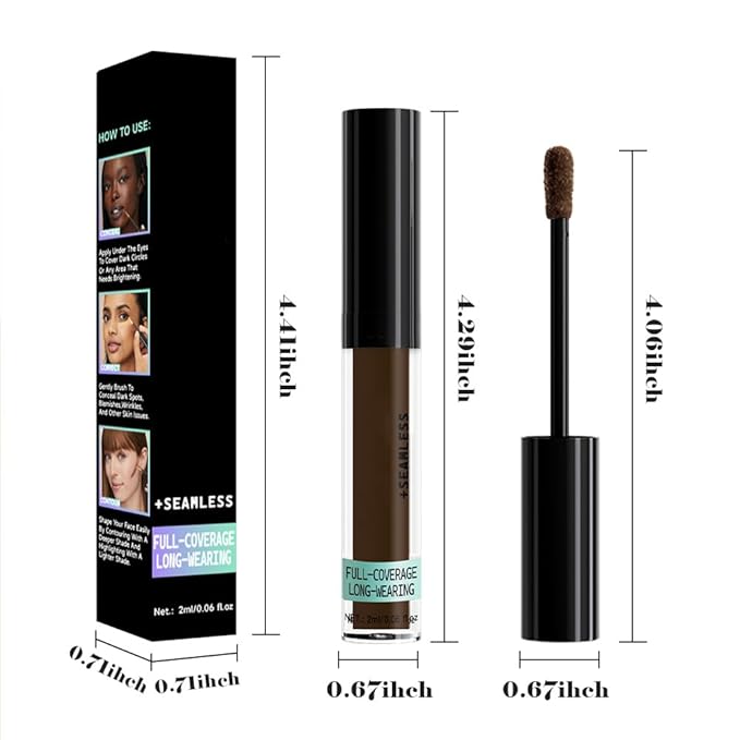 Liquid Concealer for Older Women, Under Eye Brightener Full Coverage Concealer for Dark Circles, Spots, Lightweight Waterproof Foundation Makeup, Vegan & Cruelty-Free, 10 Deep