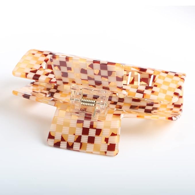 Vintage Cellulose Acetate Banana Clips, Pack of 1, Nonslip Hair Claw Clamps for Women and Girls (Amber, L)