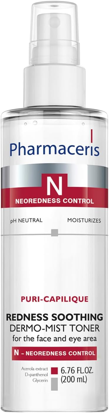 Pharmaceris Redness Soothing Mist Toner – Moisturizing Face Mist, Helps Soothe Redness & Even Skin Tone, Hydrating Spray for Sensitive & Red Skin, Alcohol-Free, pH Balanced, Puri-CAPILIQUE, 6.76 floz