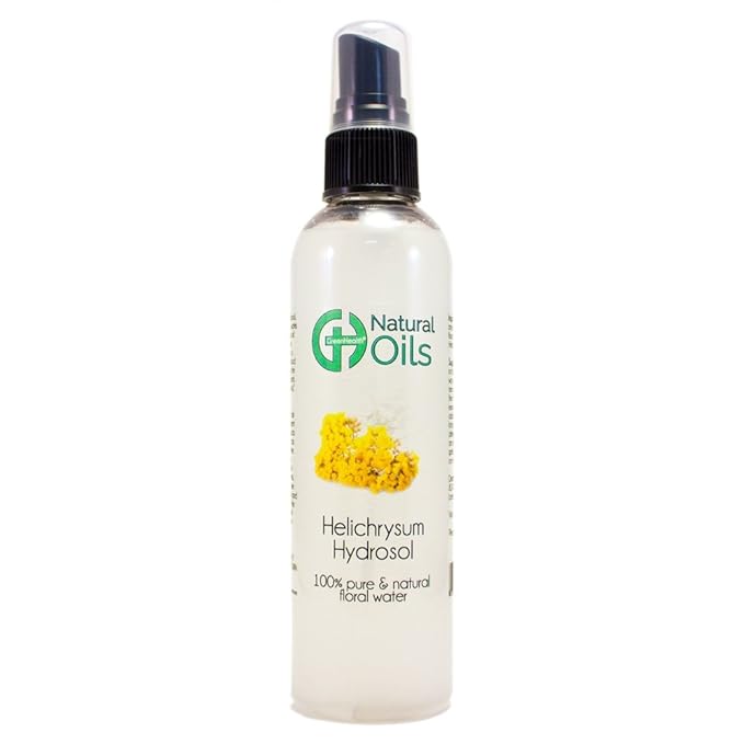GreenHealth Helichrysum Hydrosol (Floral Water) - 4 fl oz Plastic Bottle w/Black Spray Cap