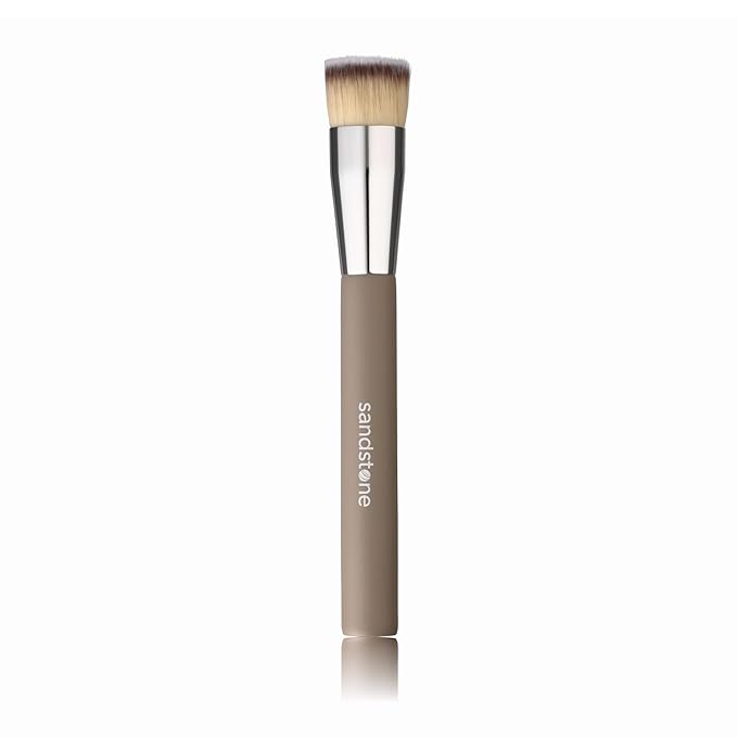 Sandstone Scandinavia Soft Collection Makeup Brush - Professional Premium Flat top Foundation brush for applying and blending liquid foundation. Ultra soft bristles. Vegan brush for all skin types