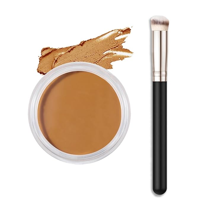 Kaely Cream Pot Concealer Full Coverage Makeup Set, Under Eye Brightener Color Correcting Concealer for Dark Circles, Waterproof Foundation Palette with Brush, Eye Ring Corrector de ojeras, 07