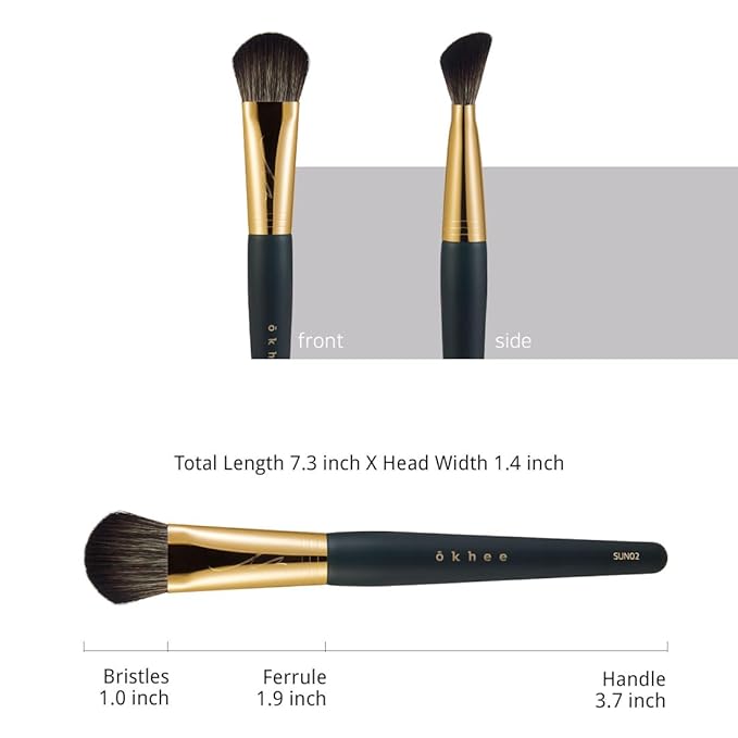 SOO ADOR okhee Contour Brush SUN02 - Angled Brush for Precise Contouring | K-Pop Makeup Artist Seo Ok Design | Synthetic Bristles, Black