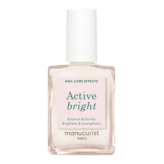 Manucurist Active Bright All in One Nail Perfector: Brightening Treatment Polish & Care - No Lamp - Vegan & Made in France - White Nail Polish - Nail Whitener & Brightener - Nail Strengthener