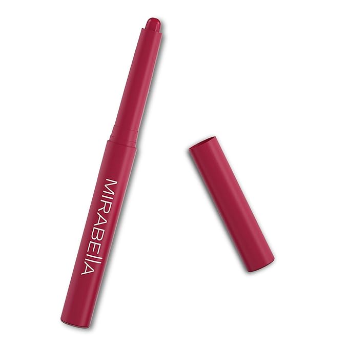 Mirabella - Velvet Matte Lip Crayon, Retractable Highly-Pigmented 2-in-1 Makeup, Long-Lasting Hydrating Lipstick Crayon + Lip Liner, Moisturizing Lipcare Formula, Raspberry Riot
