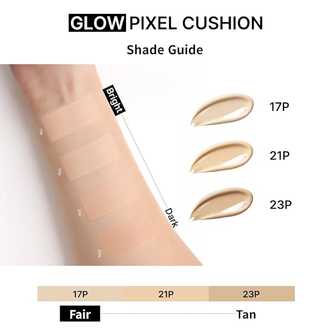 EITHER& Glow Pixel Cushion Foundation, Glowy Skincare, Korean Makeup, Natural Coverage, Moisturizing, Lightweight, Long Lasting Coverage for Flawless Skin (17P Porcelain)