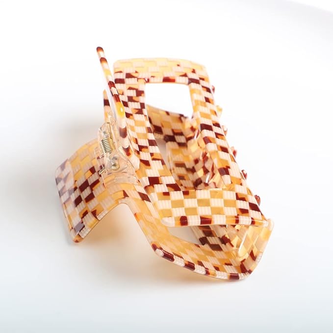 Vintage Cellulose Acetate Banana Clips, Pack of 1, Nonslip Hair Claw Clamps for Women and Girls (Amber, L)