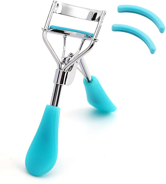 Eyelash Curler - Ergonomic Design for All Eye Shapes, Precision Curl Control, Superior Long- Lasting Curl, Gentle on Lashes, Includes 2PCS Silicone Replacement Pads, Easy to Use (Blue)