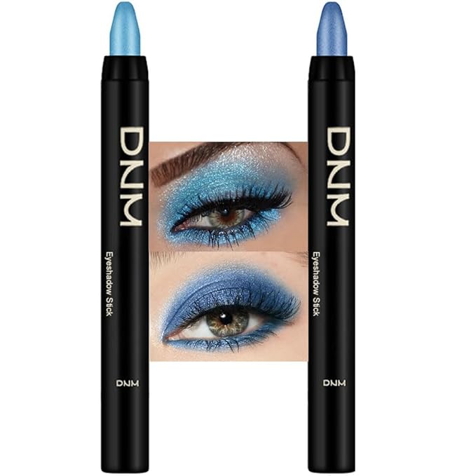 evpct 2Pcs Cream Eyeshadow Sticks Set for Eyes Dazzling Blue & Royal Blue Shimmer Eye Crayon Shadow Brightener Stick Pencil Pen Bulk sombras en crema para ojos 11+13