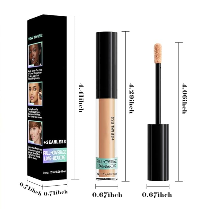 Liquid Concealer for Older Women, Under Eye Brightener Full Coverage Concealer for Dark Circles, Spots, Lightweight Waterproof Foundation Makeup, Vegan & Cruelty-Free, 04 Medium