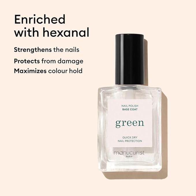 Manucurist - Green Base Coat Nail Polish - Nail Polish Base - 12-free - 78.5% Plant-Based Ingredients - Made in France - 0.5 fl oz