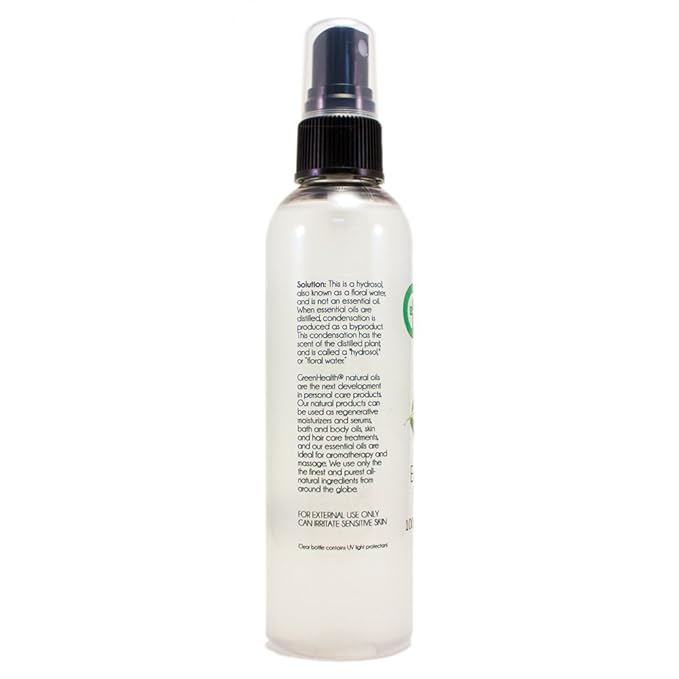 Eucalyptus Hydrosol (Floral Water) - 4 fl oz Plastic Bottle w/Black Spray Cap - 100% Natural - GreenHealth