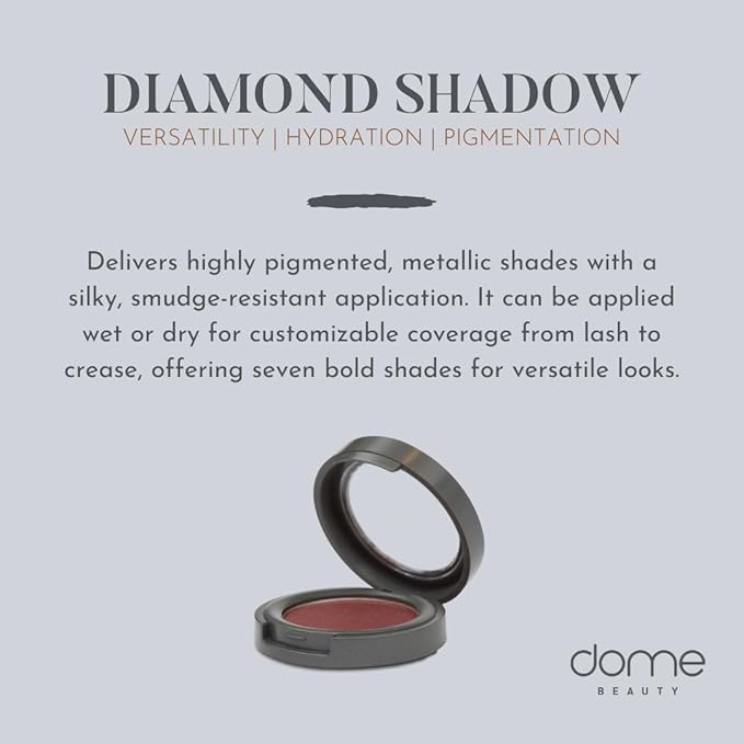 dome BEAUTY Diamond Eye Shadow - Vegan, Cruelty-Free Shimmer Eyeshadow, Easy-to-Blend Long-Lasting Eye Makeup, Paraben-Free, Sulfate-Free, Natural Metallic Eyeshadow - Brazen Bronze .07 oz