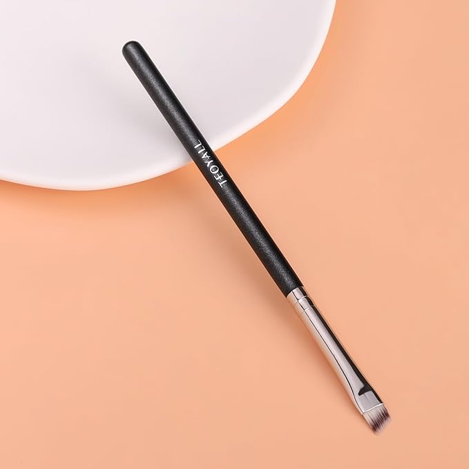TEOYALL Flat Angled Eyeliner Brush, Soft Thin Slanted Synthetic Bristles Precision Eyebrow Brush For Brow Powder Gel Eye Liner
