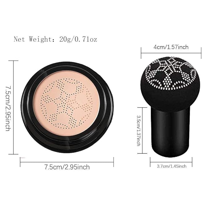 Mushroom Head Air Cushion CC Cream, BB Cream Face Makeup Foundation for Mature Skin Moisturizing Concealer Brighten Long-Lasting, Even Skin Tone for All Skin Types (2PCS Ivory)