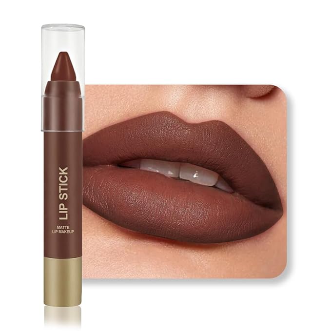 BINGBRUSH 2 in 1 Lip Liner and Lipstick Combo, Matte Lipstick Long Lasting Waterproof Lip Pencil Crayon, Smudge Proof Lip Stain,Hign pigmented Women’s Makeup(04#Spiced Cocoa)