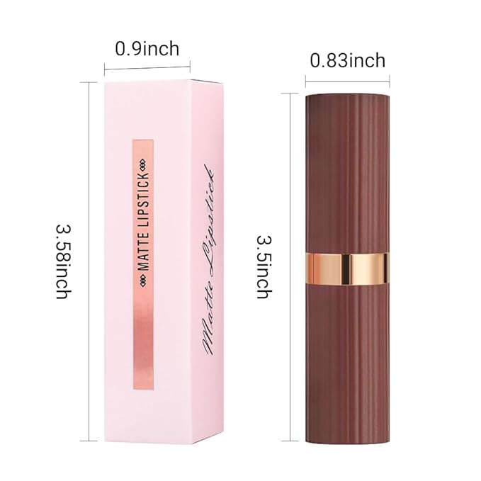 Warm Brown Nude Lip Stick,Matte Cream Lipstick Set for Women,Long Lasting Waterproof Smudge Proof Velvet lipsticks Crayon,Lip Makeup Kit Travel Size,Vegan & Cruelty-free (Pack of 1)