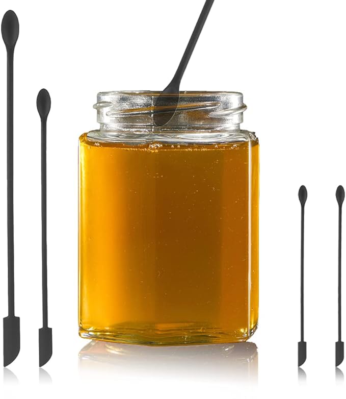 Set of 8 Mini Spatulas Makeup Scraper, MaehSab Silicone Reusable Tiny Thin Jar Scraper for Getting Last Lotion out, Rubber Makeup Long Spoon Bottle Scraper for Kitchen Food Beauty Make up, Black