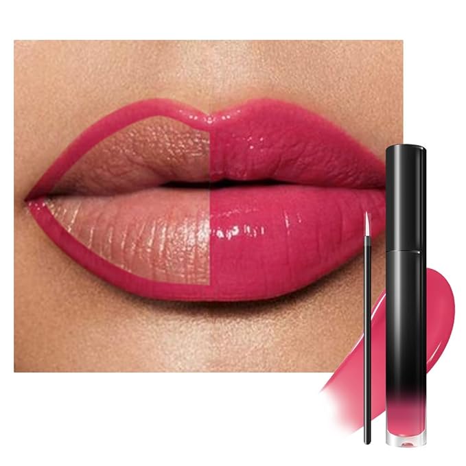 evpct Hot Pink Shiny Longwear No-Budge Liquid Lip Color Lipstick Makeup, Highly Pigmented Color Instant Shine, Waterproof Long Lasting Lipstick for Women, Lip Stain Gloss with Lip Liner Brush, 16#