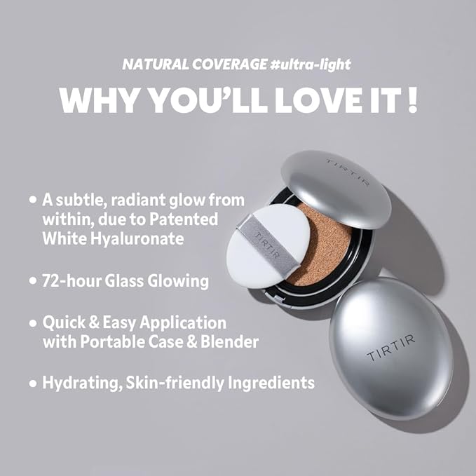 [*Mini Size*] TIRTIR Aura Glow Silver Cushion | Korean Cushion Foundation, (#27N Camel, 0.15 Fl Oz)