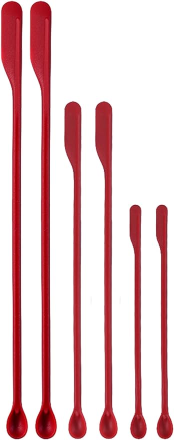 Makeup Spatula Set – 6 Pack Silicone Jar Scraper in Mini, Small, Large Sizes for Cosmetics, Lotion, Food Bottles & Skincare Jars (red)