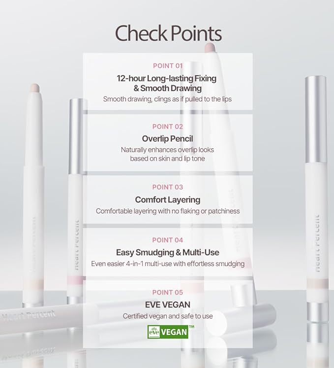 Heart Percent Dote On Mood Lineproof Lip Pencil, 12hr Long-Lasting Moderately Pigmented Creamy OverLip Crayon Waterproof Smooth Retractable Vegan Lip Liner Pencil 0.8g, #05. Neutral Gray