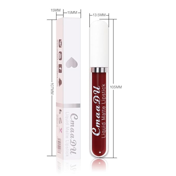 evpct 1Pcs Deep Red Liquid Matte Lipstick Lipgloss Set for Women, labiales mate 24 horas originales matte larga duracion 24 Hour Lipstick Lip Stains Long Lasting Waterproof 24, 18#