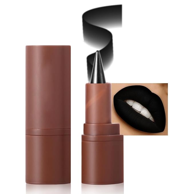 AMY'S DIARY Black Matte Crayon Lipstick Lip Makeup, Precision Tip Matte Lip Crayon, Longwear Up To 24Hrs, Lead The Way,Smudge Waterproof for Women Smudge Waterproof for Women (7# Black, 1 pc)