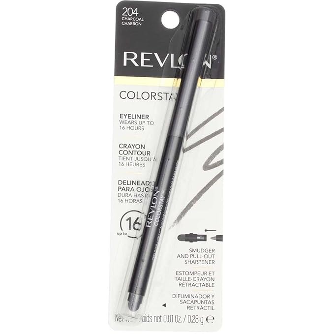 Revlon ColorStay Eyeliner Pencil, Charcoal [204], 0.01 oz (Pack of 4)