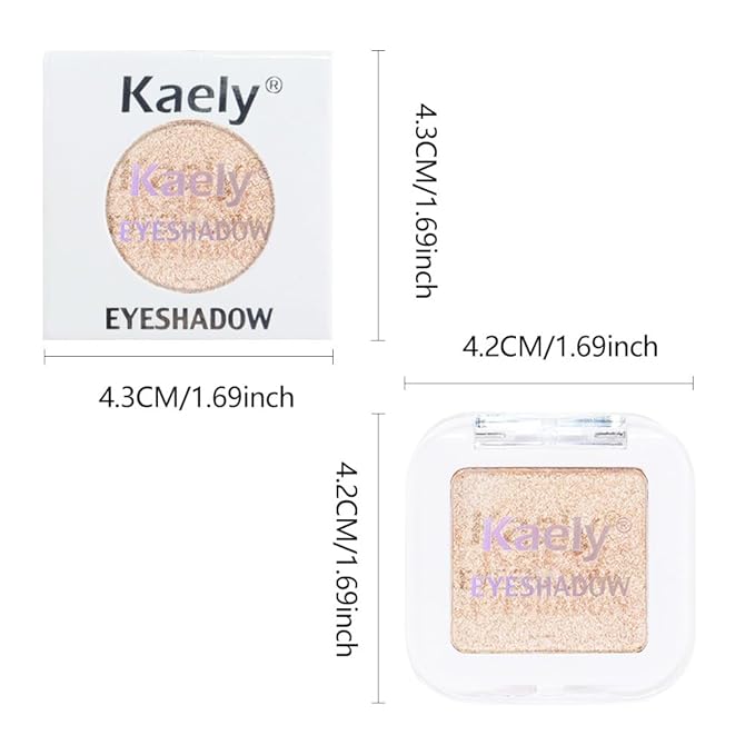 Kaely Pressed Single Eyeshadow Makeup, Light Nude Brown Shimmer Highly Pigmented Monochrome Eye Shadow Palette, Waterproof Neutral Powder Mini Eyeshadow, sombras para ojos, Lightweight Blendable, 20