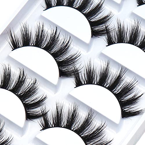 Veleasha Lashes Spiky False Eyelashes 100% Handmade Eyelashes Fluffy Fake Lashes Volume Fake Eyelashes Dramatic Look 5 Pairs Pack (3D07)