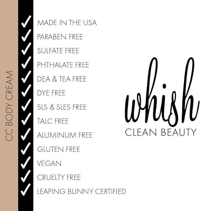 Whish Coconut Milk & Verbena CC Body Cream - Color Correcting Moisturizer with Shea Butter & Aloe for Instant Glow - Paraben & Sulfate Free - 5 fl oz