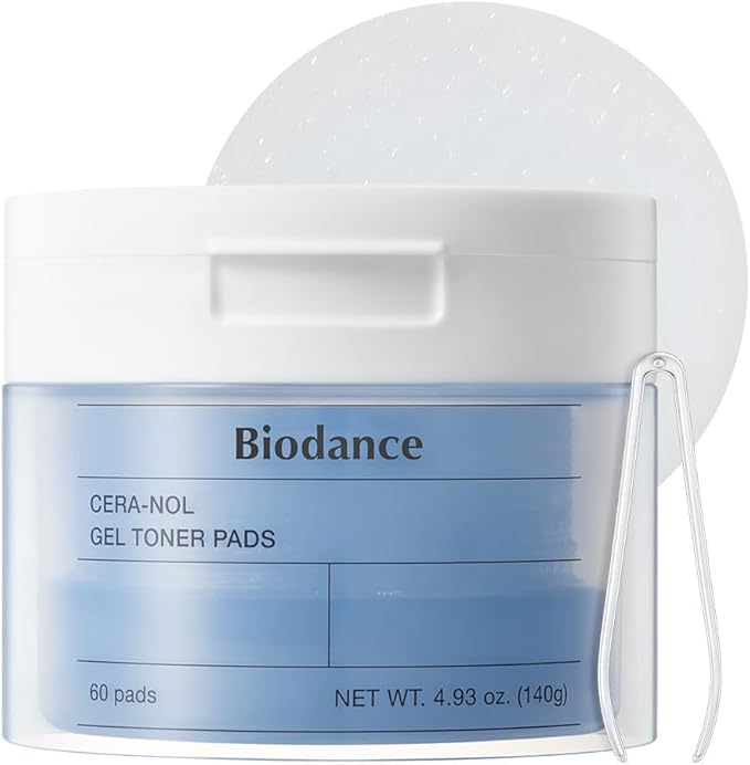 Biodance Cera-NOL Gel Toner Pads, Hydrating & Soothing for Sensitive Skin, Redness Reducing, Gentle Exfoliating Toner Pads, Korean Skincareㅣ4.93 fl.oz.(140g)*60Pads