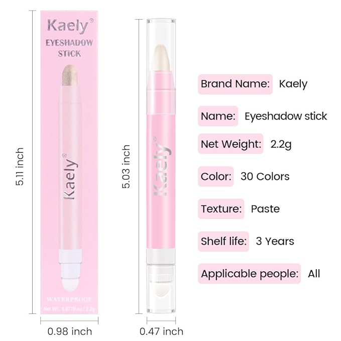 Kaely 2in1 Cream Eye Shadow Brightener Sticks for Eyes, Pencil Eyeshadow Applicator Stick Waterproof Pigmented, Eye Shadow Palette Highlighter Makeup, sombras para ojos, 38 Blonde Shimmer