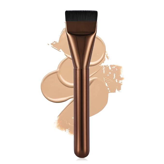 Flat Foundation Brush,Korean Makeup Brush Spatula Facial Brush for Liquid Foundation,Premium Face Makeup Brush for Blending Cream (Coffee)