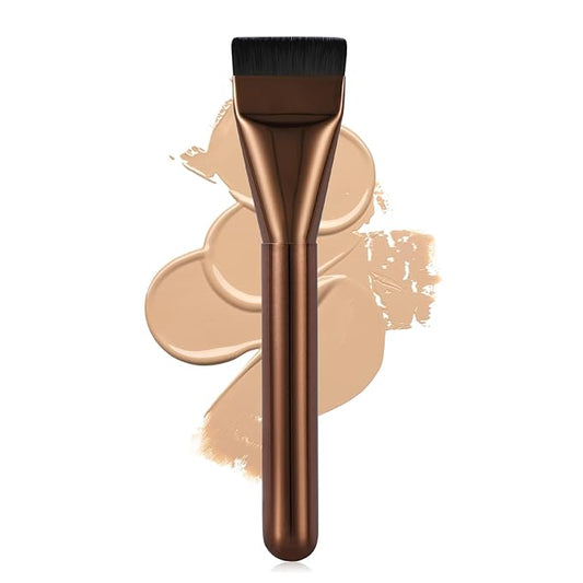 Flat Foundation Brush,Korean Makeup Brush Spatula Facial Brush for Liquid Foundation,Premium Face Makeup Brush for Blending Cream (Coffee)