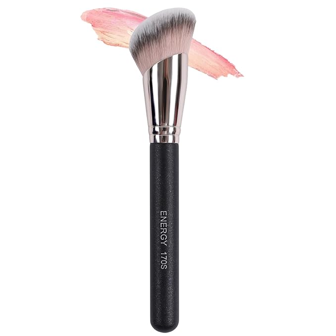 ENERGY Angled Foundation Brush - Large Makeup Brush for Liquid Foundation, Bronzer, Blush, Cream, Powder, Concealer &Contour Blending Face with Vegan Synthetic Bristles