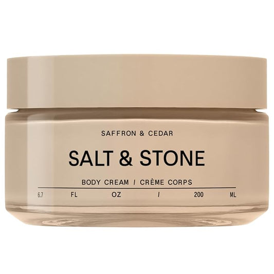 Salt & Stone Body Cream – Saffron & Cedar | Hydrating Formula with Seaweed Extracts, Spirulina & Squalane | Deep Hydration, Skin Barrier Support & Healthy Glow | for all Skin Types (6.7 fl oz)