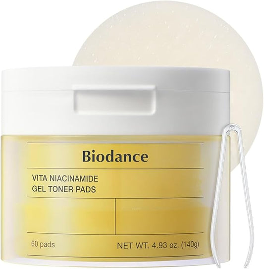 Biodance Vita Niacinamide Gel Toner Pads, Dark Spot Corrector, Evening Skin Tone, Hydrating for Sensitive Skin, Gentle Exfoliating Toner Pads with Vitamin C, Korean Skincareㅣ4.93 fl.oz.(140g)*60Pads