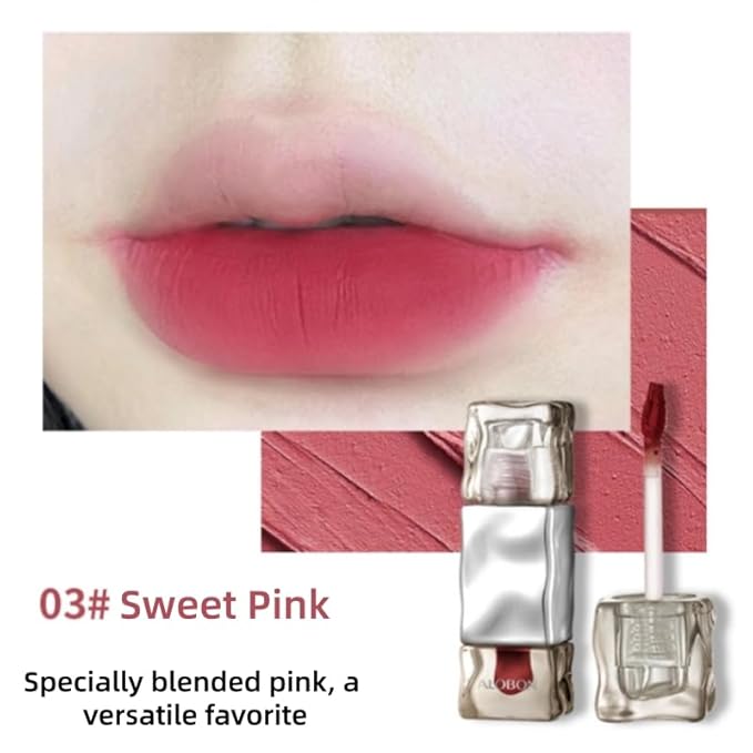 ALOBON Cream Lip Gloss Lipstick, Long-Lasting Color Development Cranberry Red Anti-Smudge Matte Lipstick (03 Pink)