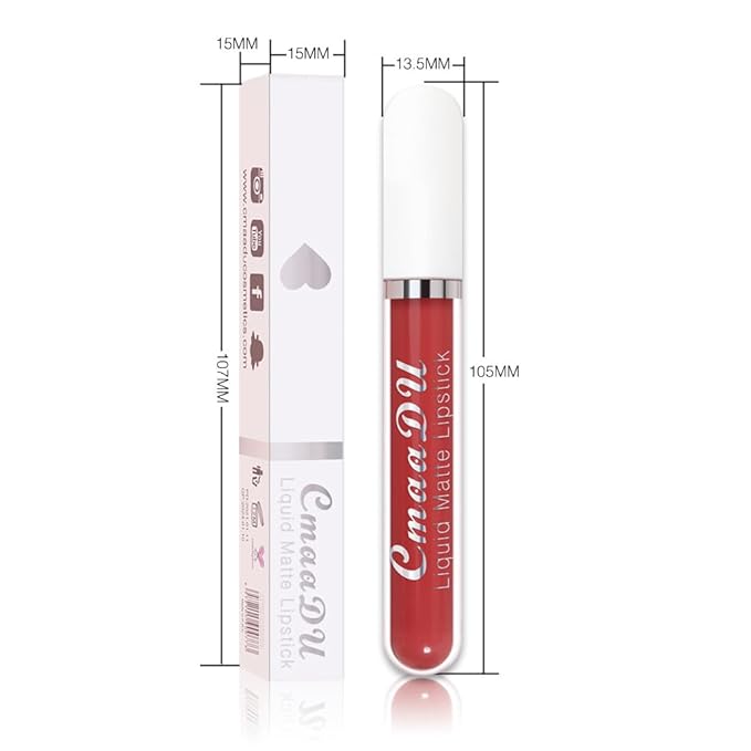 evpct 1Pcs Coral Red Liquid Matte Lipstick Lipgloss Set for Women, labiales mate 24 horas originales matte larga duracion 24 Hour Lipstick Lip Stains Long Lasting Waterproof 24, 03#