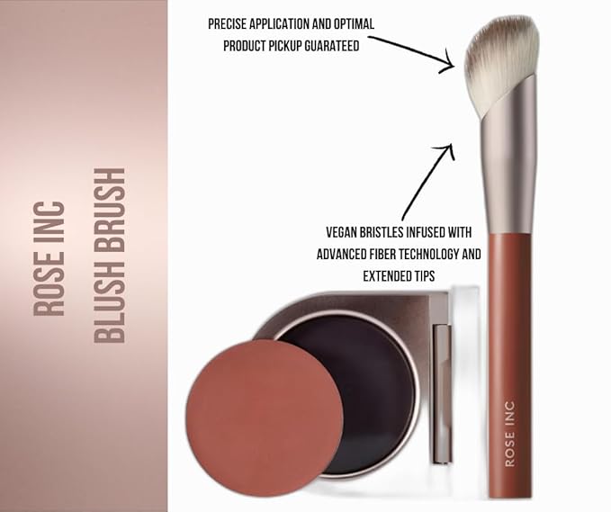 Rose Inc Number 2 Angled Blush Brush - Vegan & Sustainable Makeup Brush for Precise Application