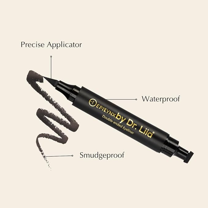 EPILYNX Waterproof Eyeliner - Double-Ended, Long-Lasting Liquid Eyeliner Pen with Precision Tip for Smooth Application - Smudge-Proof, Hypoallergenic, Vegan & Gluten-Free Eye Liner, 2mL Green